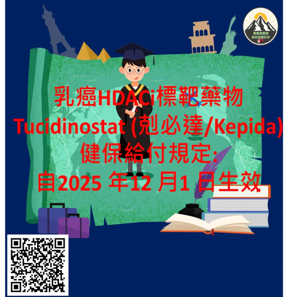 乳癌HDAC標靶藥物Tucidinostat (剋必達/Kepida)健保給付規定:自2025 年12 月1 日生效 2 2026121108 1