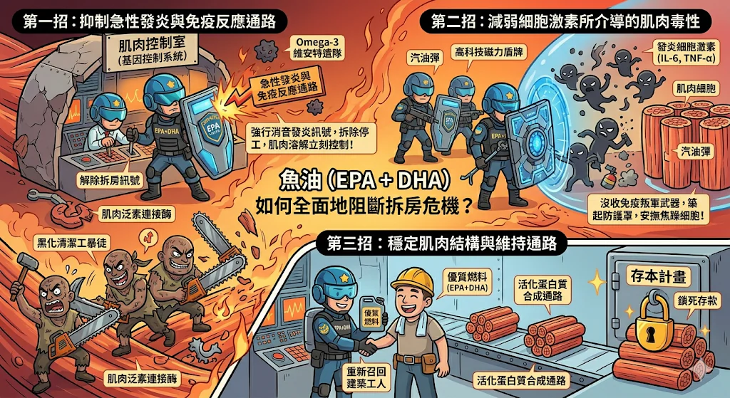 肌肉蒸發危機!化療時,魚油(EPA+DHA)如何化身「肌肉保衛隊」阻斷拆房危機? 1 2026052810