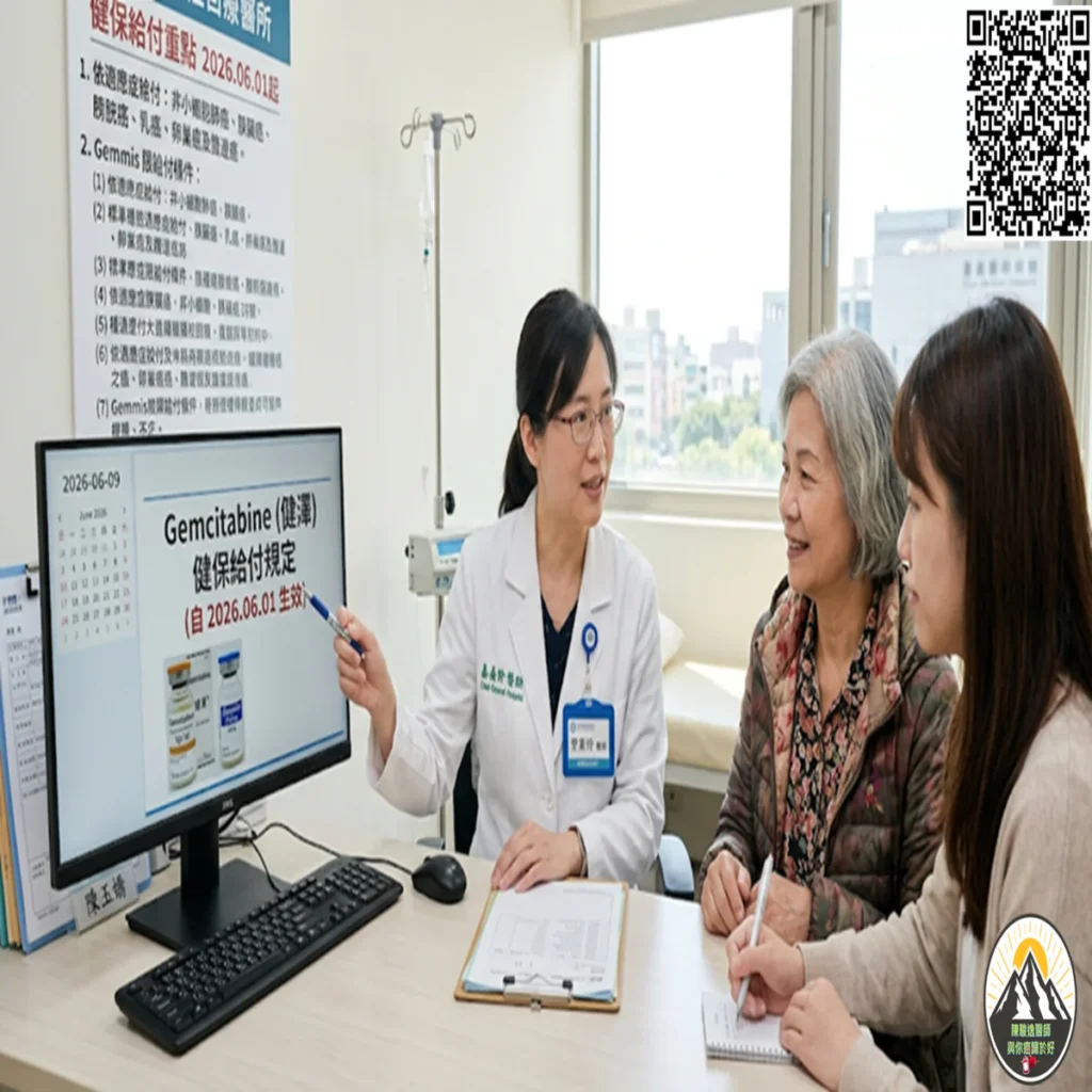 化療藥物Gemcitabine (Gemzar/健澤)的健保給付規定:自2026年06月01日生效 2 0001 11 1