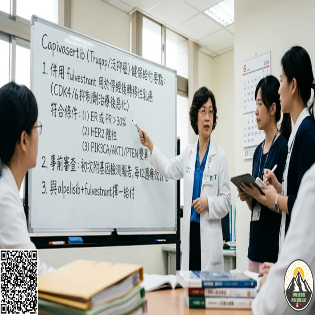 乳癌標靶藥物Capivasertib (商品名:Truqap/泛抑癌)的健保給付規定:自2026年06月01日生效 2 0001 16