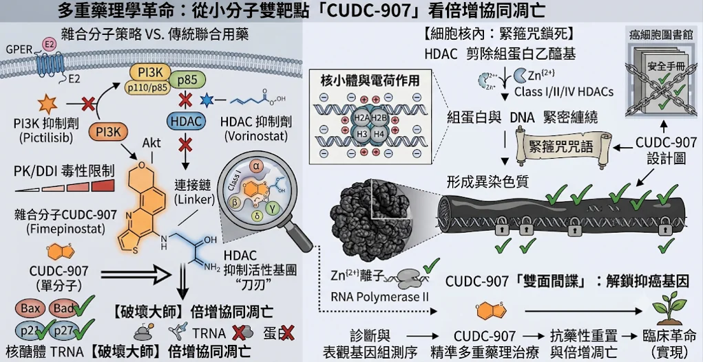 雙劍合璧的抗癌降魔術:從小分子雜合體「CUDC-907」看表觀遺傳與 PI3K 訊號通路的協同阻擊戰 5 0001 39