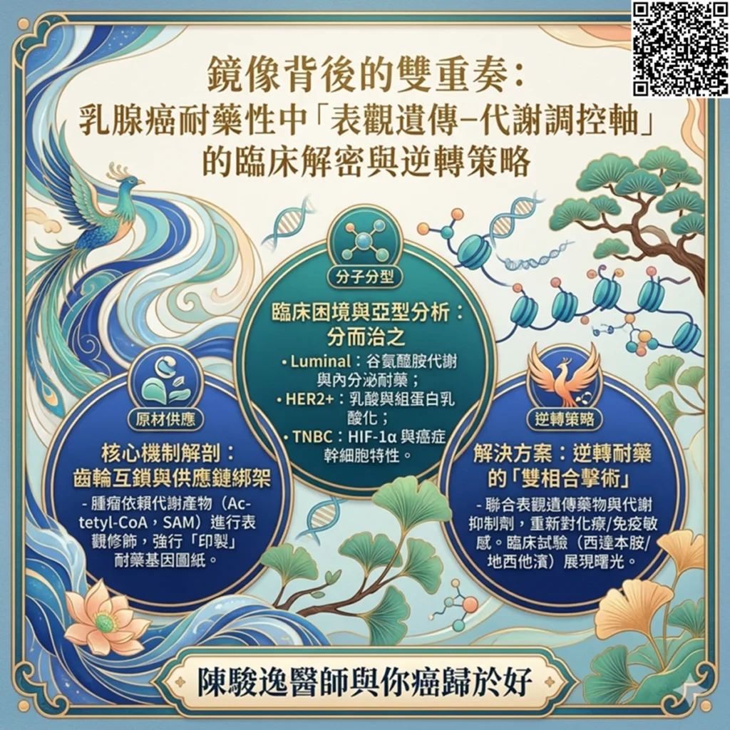 鏡像背後的雙重奏:針對乳癌抗藥性中「表觀遺傳—代謝調控軸」的臨床解密與逆轉策略 2 0004 5 1