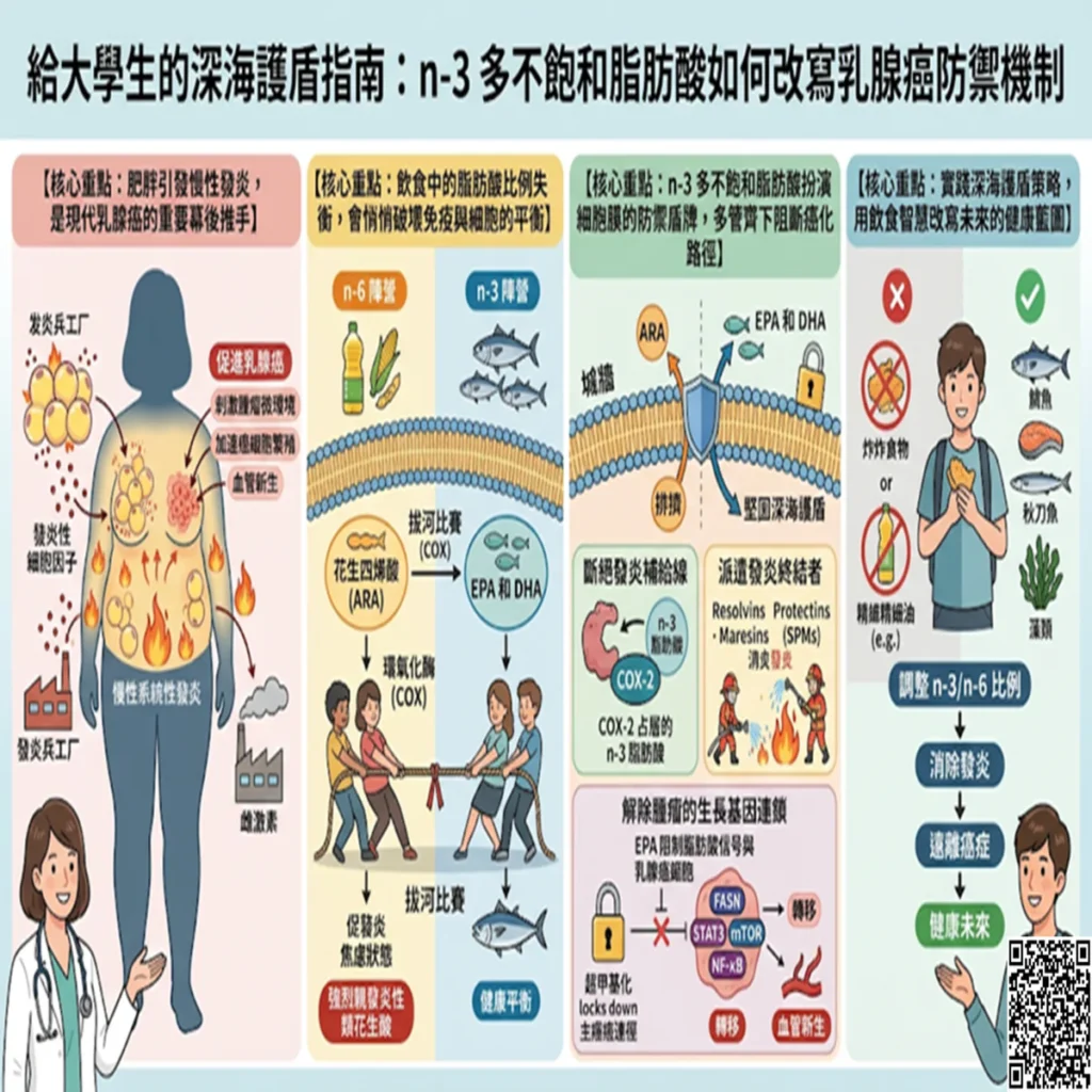 Omega-3多元不飽和脂肪酸如何改寫乳癌防禦機制? 2 005 1 1