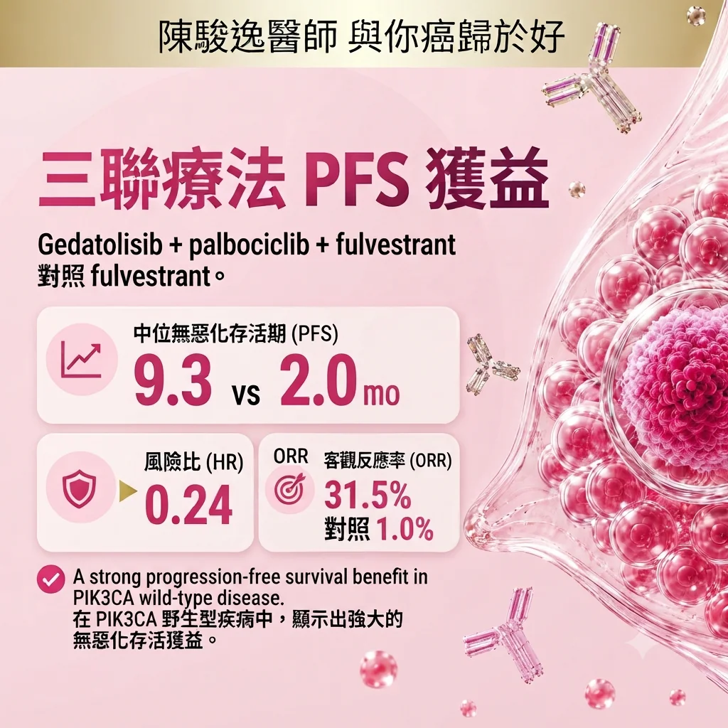 荷爾蒙受體陽性/HER2陰性乳癌針對後線治療有抗藥性患者 PI3K/mTOR雙重標靶藥物gedatolisib(商品名Revtorpyk)有看頭 2 0010 20