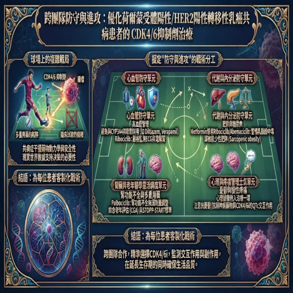 跨團隊的防守與進攻:優化荷爾蒙受體陽性/HER2陰性轉移性乳癌共病患者的 CDK4/6 抑制劑治療 2 0010 26