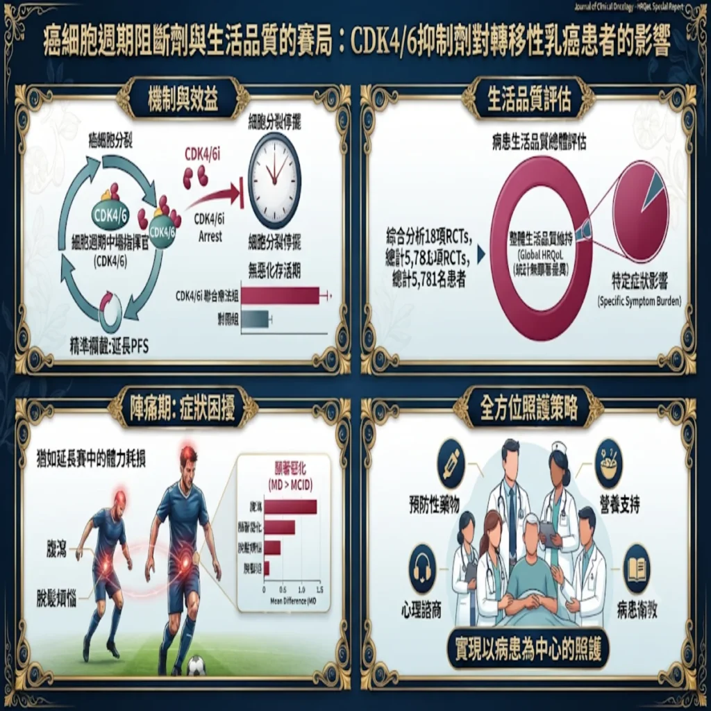 細胞週期阻斷劑與生活品質的賽局: CDK4/6抑制劑對轉移性乳癌患者的影響 2 0011 4