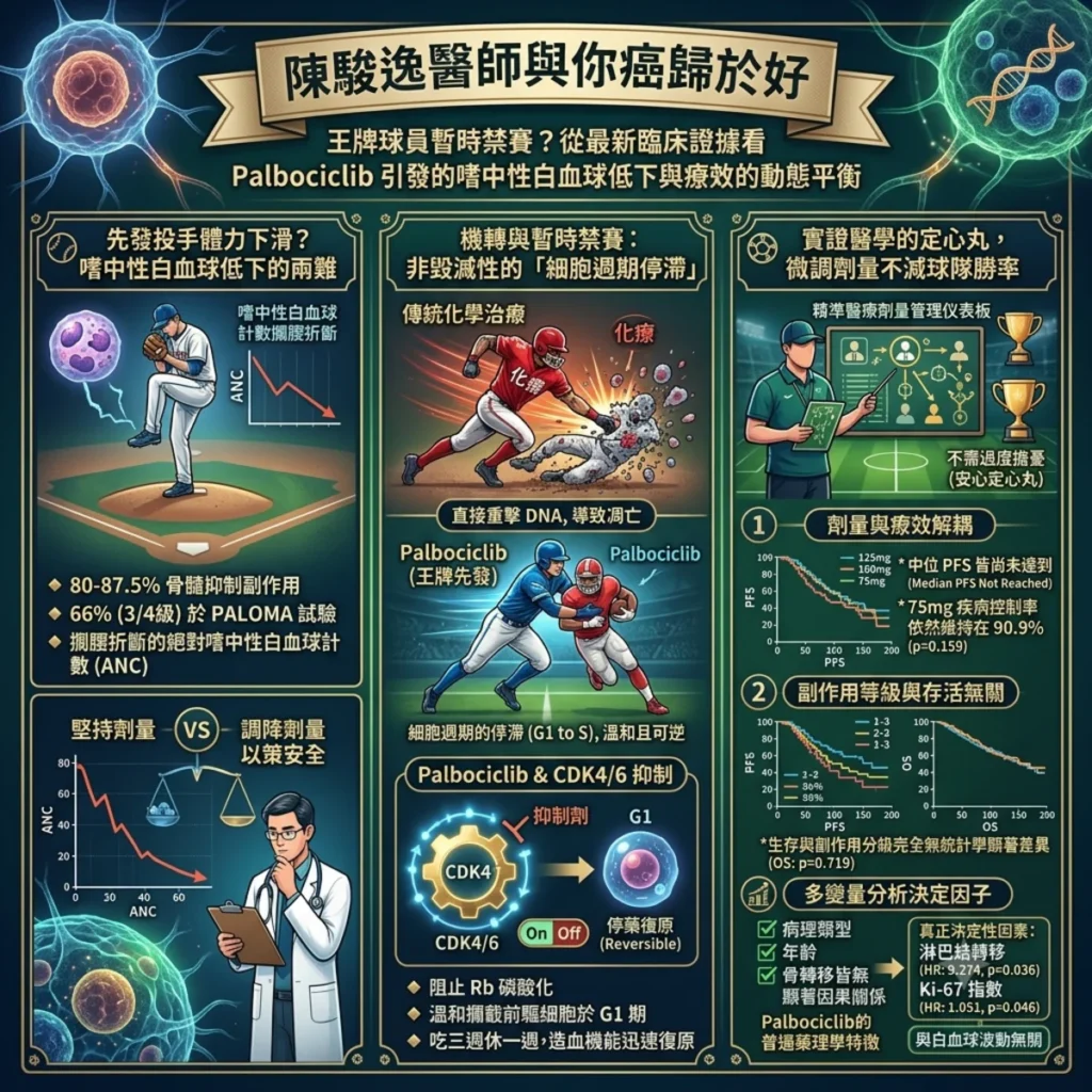 王牌球員暫時禁賽?從最新臨床證據看 Palbociclib 引起的嗜中性白血球低下與療效的動態平衡 2 0012 3