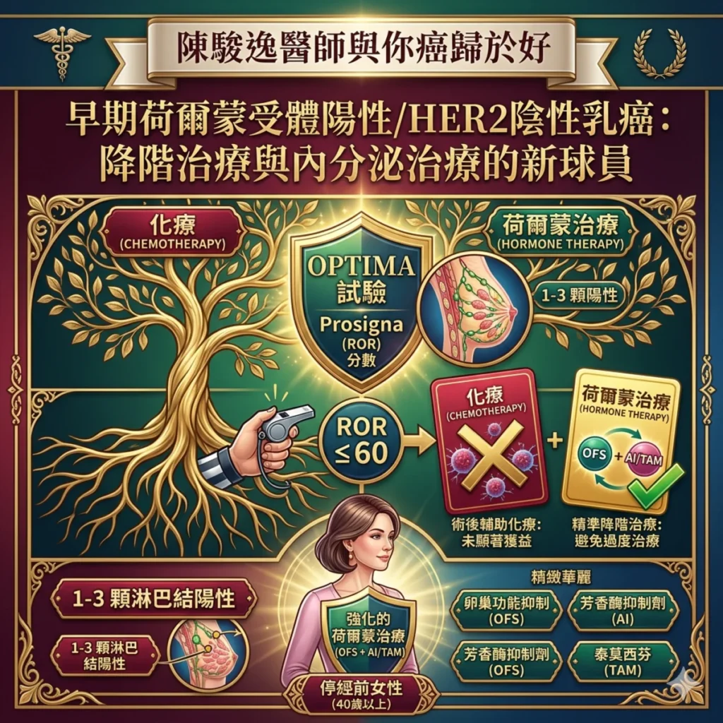早期荷爾蒙受體陽性/HER陰性乳癌:降階治療與內分泌治療的新球員 2 0018 3