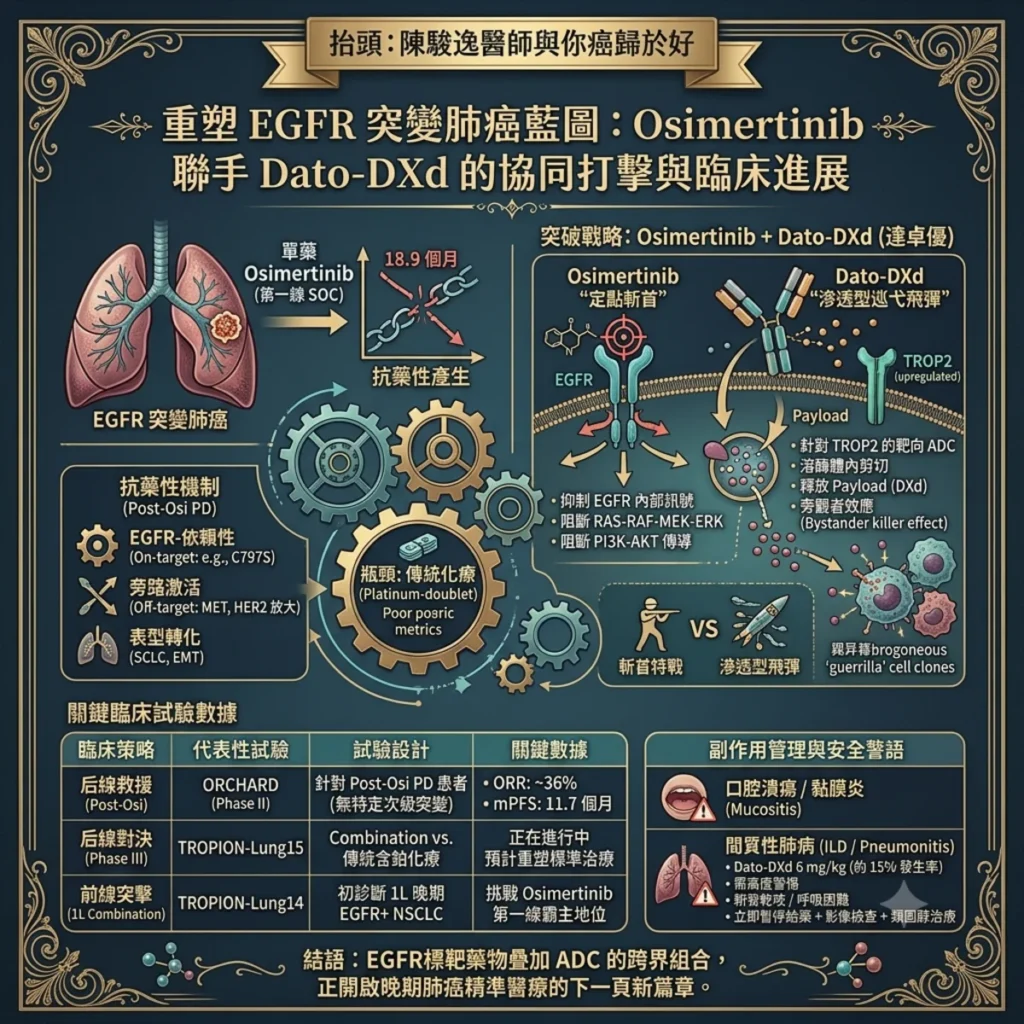 重塑 EGFR 突變肺癌藍圖:Osimertinib 聯手 Dato-DXd 的協同打擊與臨床進展 2 0019 16 1