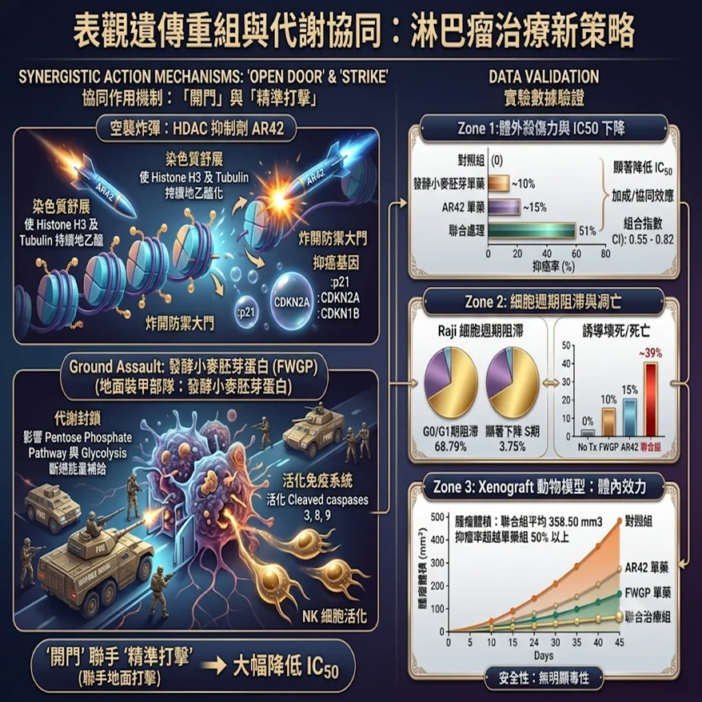 表觀遺傳重組與代謝協同:發酵小麥胚芽萃取物 (Avemar)聯手HDAC抑制劑 克服淋巴瘤抗藥性之新策略 2 0019 30