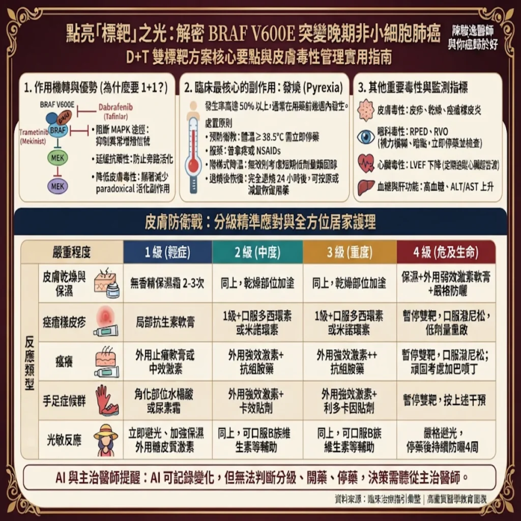 點亮「標靶」之光:解密BRAFV600E 突變的晚期非小細胞肺癌 使用D+T雙標靶方案背後的皮膚防衛戰 2 00005 18