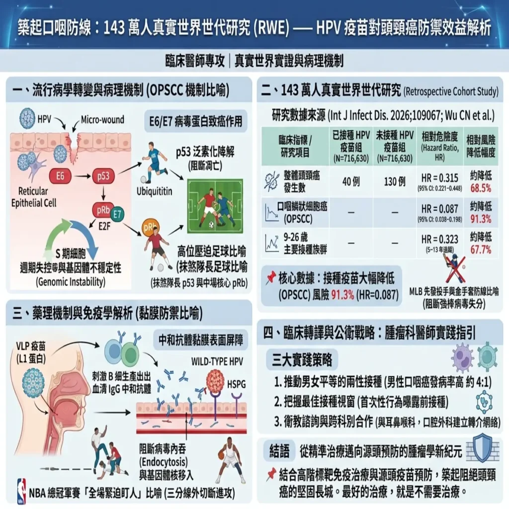 築起口咽防線:從 143 萬人真實世界數據看 HPV疫苗對頭頸癌的防禦效益 2 0001 6