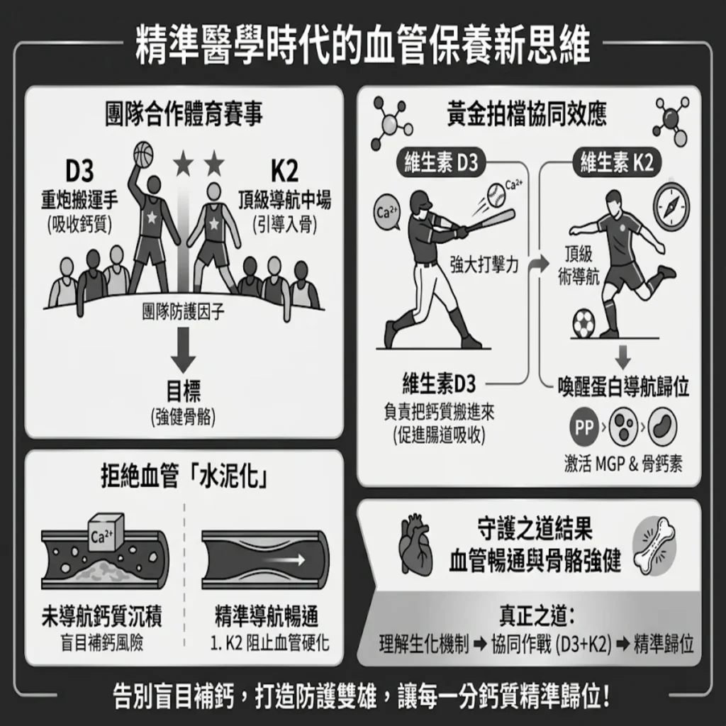 拒絕血管「水泥化」!當維生素 D3 遇上 K2:打造人體「金牌國家隊」的鈣質精準導航學 2 0020 1