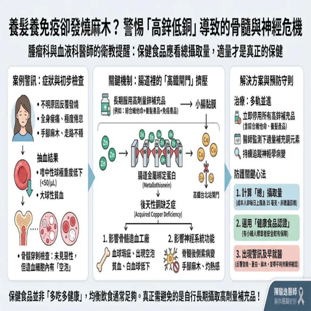 養髮養免疫卻發燒麻木?血液腫瘤科醫師揭密「高鋅低銅」導致的骨髓危機 2 0021 58