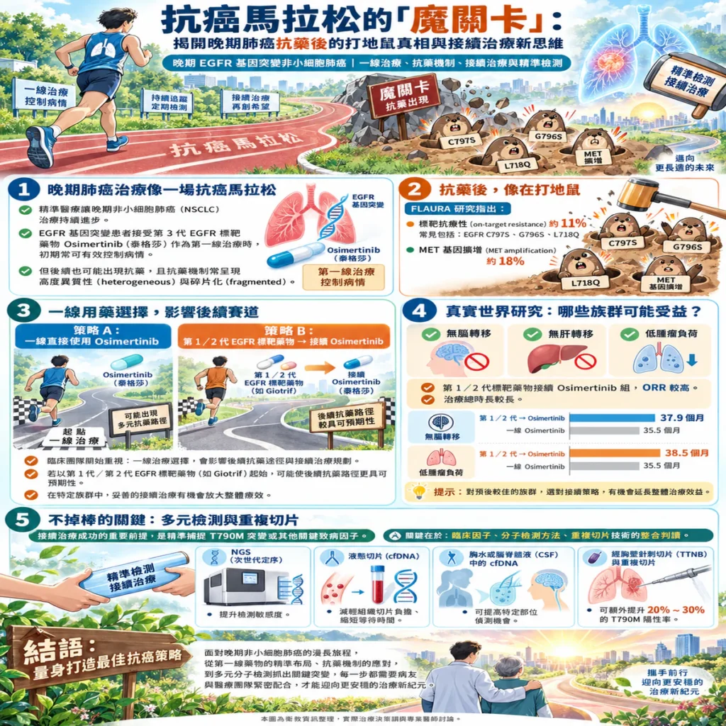 抗癌馬拉松的「魔關卡」:揭開晚期肺癌抗藥後的打地鼠真相與接續治療新思維 2 0021 68