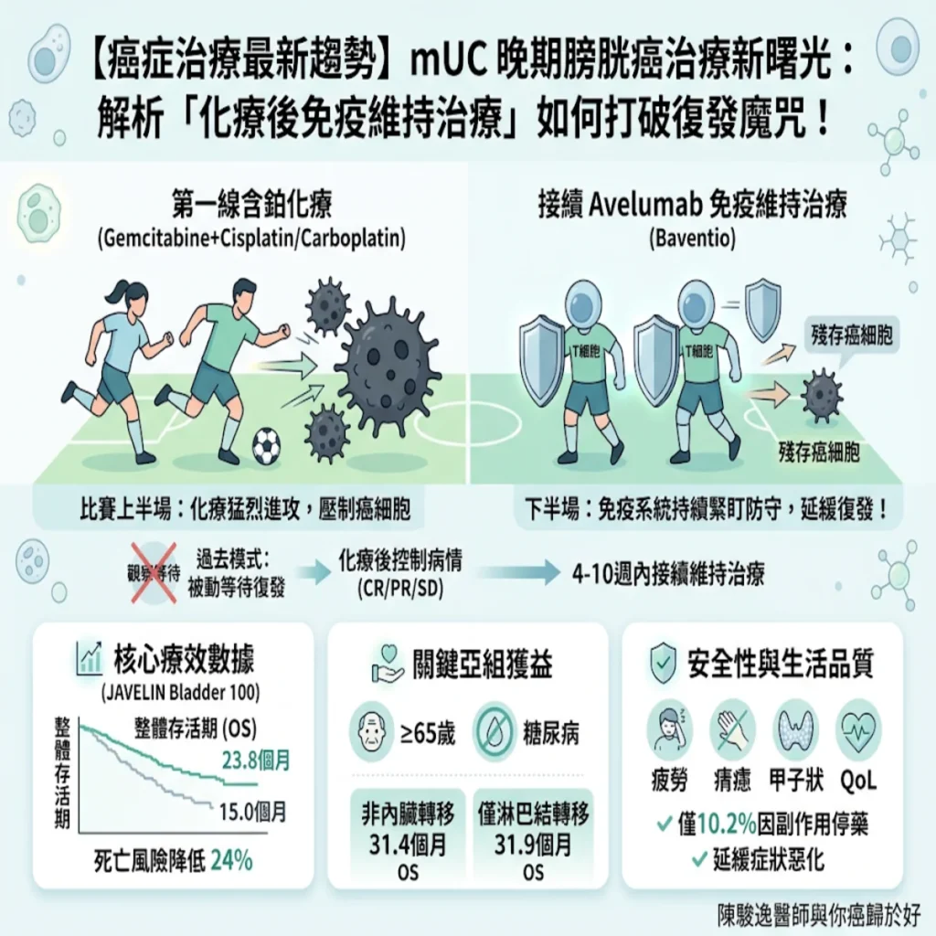 【癌症治療最新趨勢】轉移性尿路上皮癌治療的新曙光:解析「化療後免疫維持治療」如何打破復發魔咒! 2 00005 59