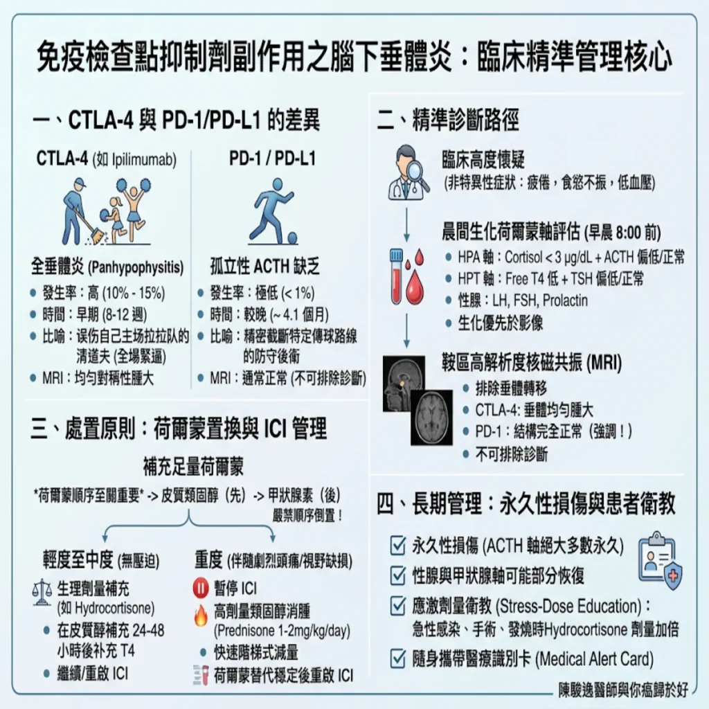 免疫檢查點抑制劑副作用之腦下垂體炎的臨床實務:從生理機制、精準診斷到荷爾蒙置換策略 2 00022 12 1