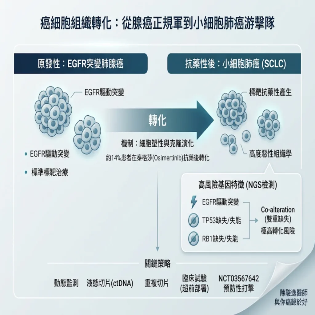 戰術轉換的癌細胞:當「肺腺癌正規軍」轉化成「小細胞肺癌游擊隊」 2 00022 13