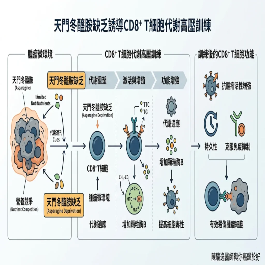 腫瘤微環境中的代謝「高壓電擊」:天門冬醯酸缺乏如何鍛造 CD8+ T 細胞的頂級戰鬥力? 2 00022 28