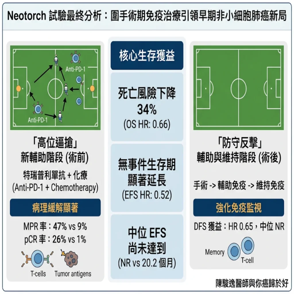 圍手術期免疫治療新局:從臨床試驗 Neotorch的終極分析看早期非小細胞肺癌的抗癌防守反擊戰 2 00022 91